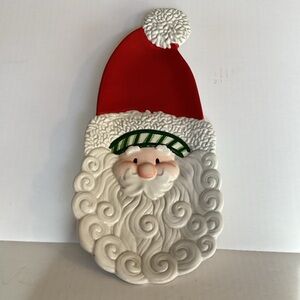 Fitz and Floyd Plaid Christmas Santa Canape Plate